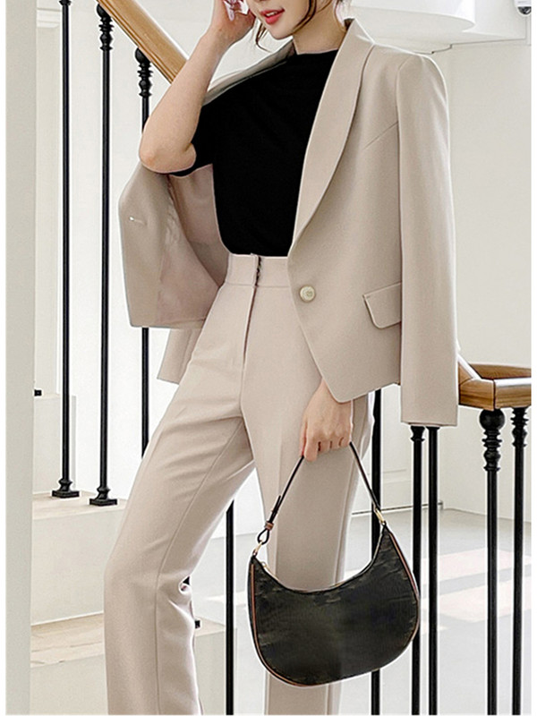 Női Üzleti Nadrág Öltöny Irodai Vékony Elegáns Alkalmi Blézer 2 részes Szett Női Divat Koreai Munkaruha Nadrágruhák Ruhák