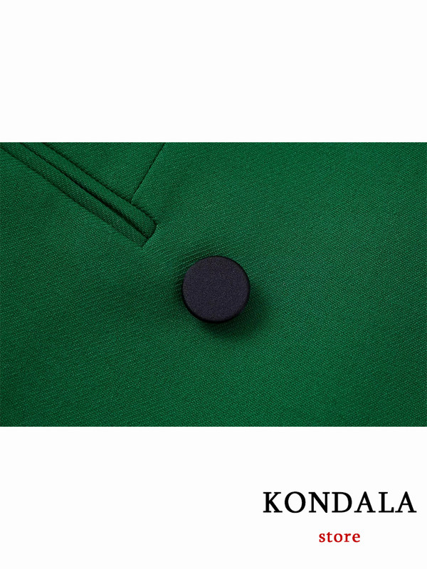 KONDALA irodai női zöld blézer öltönyök, női V nyakú, duplasoros bő blézer+magas derekú, széles szárú nadrágok, 2022-es divatos készletek