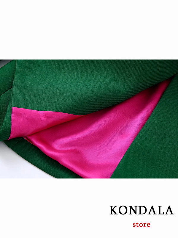 KONDALA irodai női zöld blézer öltönyök, női V nyakú, duplasoros bő blézer+magas derekú, széles szárú nadrágok, 2022-es divatos készletek