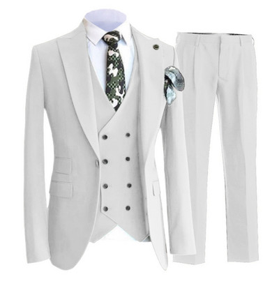 2020 új Arrial férfi klasszikus 3 részes férfi öltöny, hajtókás szmoking vőfély esküvőre (blézer+mellény+nadrág)