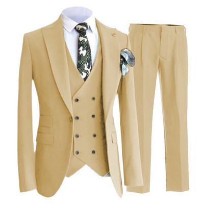 2020 új Arrial férfi klasszikus 3 részes férfi öltöny, hajtókás szmoking vőfély esküvőre (blézer+mellény+nadrág)