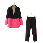 Divat Női Elegáns Új varrott öltöny Kabátok Gomb Dekoráció Irodai Design Sense Klasszikus Stílus Női Retro Blézer Női szett