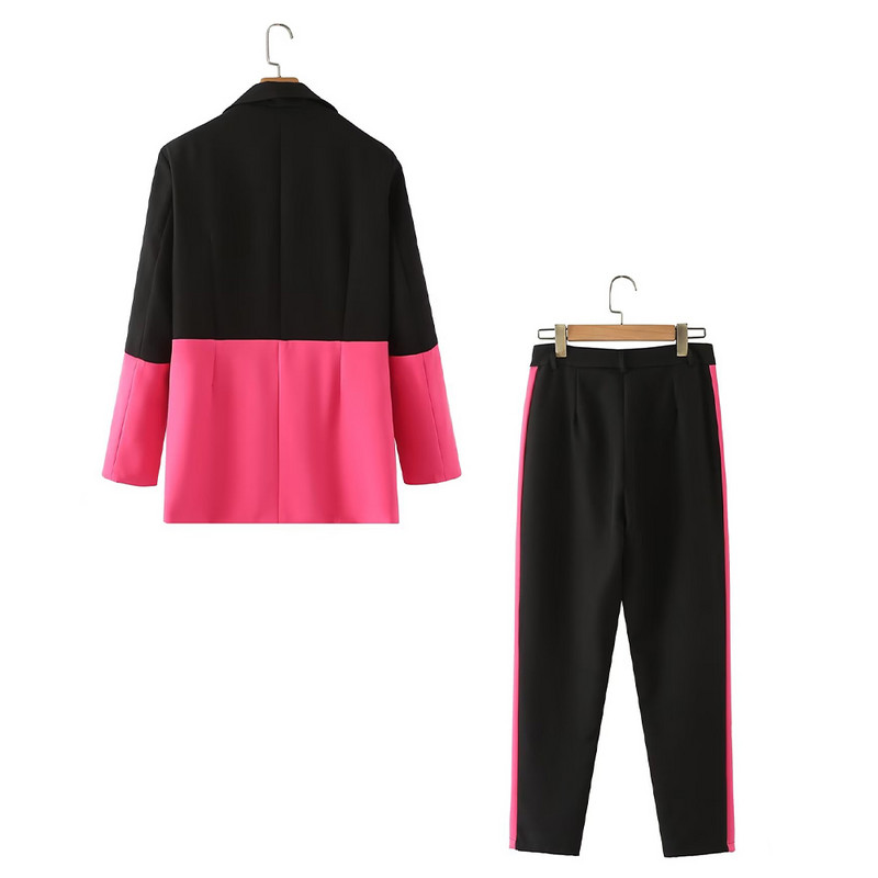 Divat Női Elegáns Új varrott öltöny Kabátok Gomb Dekoráció Irodai Design Sense Klasszikus Stílus Női Retro Blézer Női szett