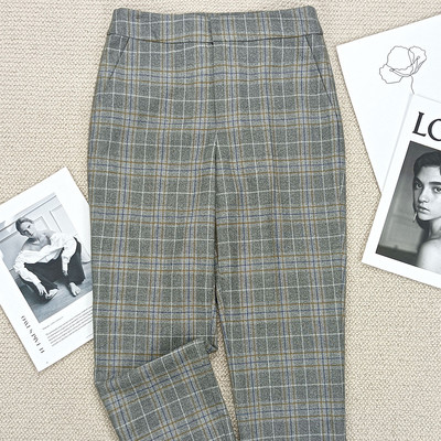 Női, duplasoros, hosszú ujjú, egyenes blézer vagy cipzáras, hosszú nadrág, irodai női kockás szett, 2022. őszi