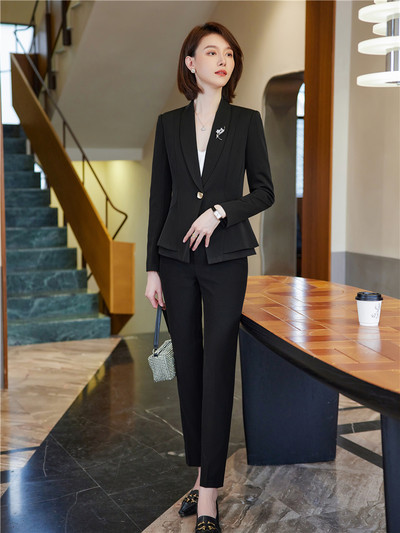 Elegáns, stílusos szett női 2 részes blézer nadrágkosztümökkel Irodai női elegáns formális ruhák Za Business Kit 2022. őszi overál