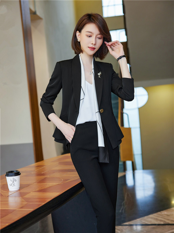 Elegáns, stílusos szett női 2 részes blézer nadrágkosztümökkel Irodai női elegáns formális ruhák Za Business Kit 2022. őszi overál