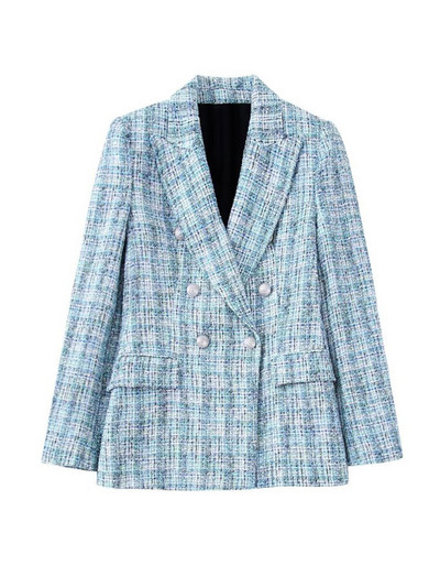 Kumsvag 2022 őszi női vénák rövidnadrág öltöny 2 részes készlet Alkalmi kockás blézerek kabátok és rövidnadrágok Női elegáns öltöny ruházat