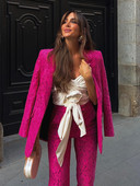 Női blézer szettek őszi téli elegáns elegáns csipkeszövet vékony blézerkabát és magas derekú nadrág, kétrészes irodai női öltöny