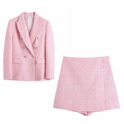 KUMSVAG Női nyári alkalmi szolid öltönyök 2 részes készletek 2022 Blézerek és rövidnadrágok Szoknyák Női Elegáns Utcai OL Ruházat BB1358
