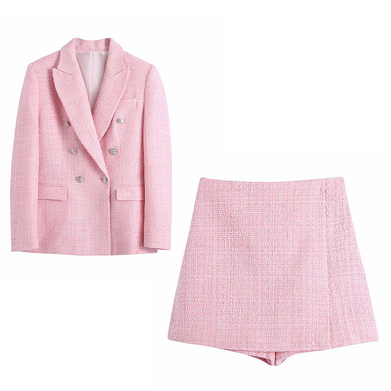 KUMSVAG Női nyári alkalmi szolid öltönyök 2 részes készletek 2022 Blézerek és rövidnadrágok Szoknyák Női Elegáns Utcai OL Ruházat BB1358
