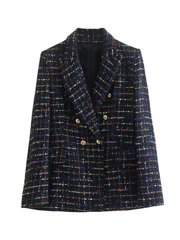 Kumsvag Női Rövidnadrágok Öltönyök 2 darabos Szettek 2022 Őszi kockás kockás karcsú blézerek Kabátok és rövidnadrágok Női Elegáns OL Öltöny Ruházat