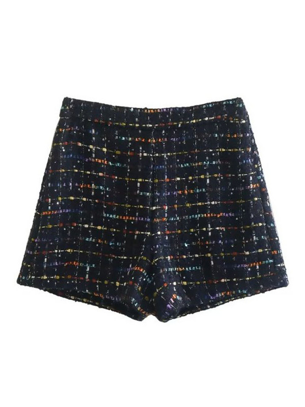 Kumsvag Női Rövidnadrágok Öltönyök 2 darabos Szettek 2022 Őszi kockás kockás karcsú blézerek Kabátok és rövidnadrágok Női Elegáns OL Öltöny Ruházat