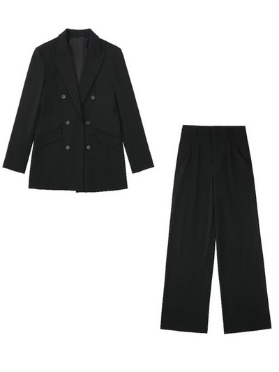 Kumsvag 2022 őszi női nadrágkosztümök 2 darabos készletek Causal Solid bő blézerek Kabátok és nadrágok Női Elegáns OL Öltöny Ruházat
