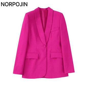 NORPOJIN Rose Red Blazers Σετ Γυναικείο 2 τεμάχια Γυναικείο κοστούμι Γυναικεία Κοστούμια Chic Lady Κομψά Γυναικεία Σετ Παντελόνι Παντελόνι Blazer