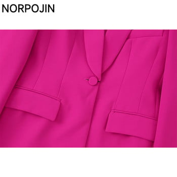 NORPOJIN Rose Red Blazers Σετ Γυναικείο 2 τεμάχια Γυναικείο κοστούμι Γυναικεία Κοστούμια Chic Lady Κομψά Γυναικεία Σετ Παντελόνι Παντελόνι Blazer