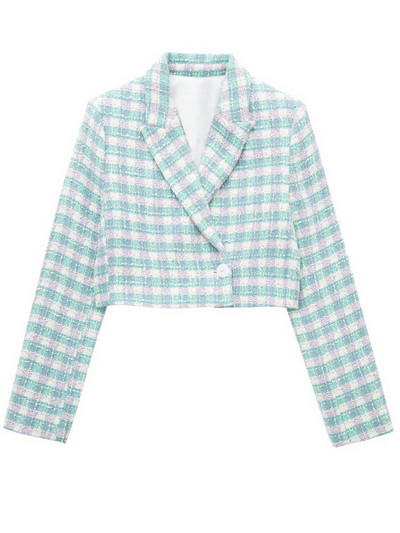 Kumsvag 2022 Summer Női Rövidnadrágok Öltönyök 2 darabos készletek Alkalmi Plaid Veins Blézerek Kabátok és Rövidnadrágok Szoknyák Női Édes öltöny Ruhák