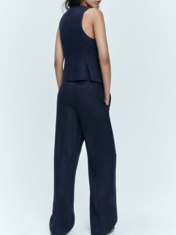 Kumsvag 2022 nyári női ágynemű 2 részes szett Öltönyök Alkalmi tömör V-nyakú Mellények Kabátok és nadrágok Női Utcai OL Öltöny Ruházat