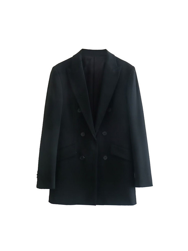 Női melles blézer, 2022. ősz, új alkalmi divat, elegáns hajtóka, hosszú ujjú, közepes hosszúságú, bő, egyszínű felső + nadrág