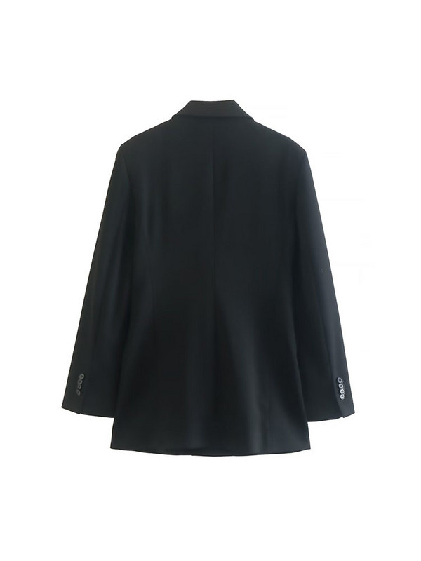 Női melles blézer, 2022. ősz, új alkalmi divat, elegáns hajtóka, hosszú ujjú, közepes hosszúságú, bő, egyszínű felső + nadrág