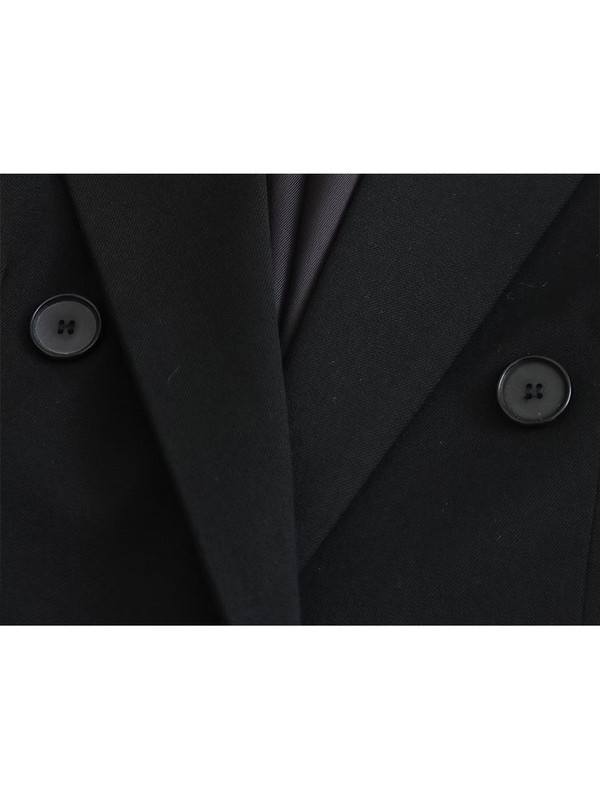 Női melles blézer, 2022. ősz, új alkalmi divat, elegáns hajtóka, hosszú ujjú, közepes hosszúságú, bő, egyszínű felső + nadrág