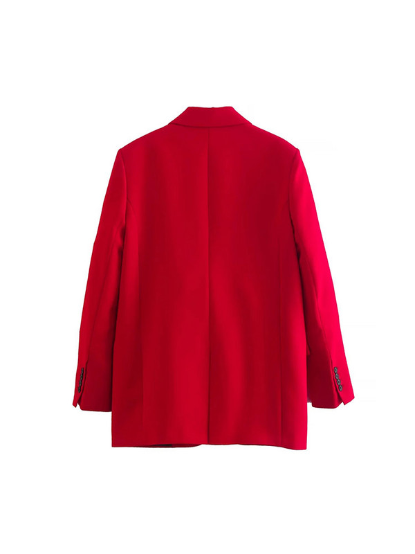 Nlzgmsj Női blézer szett Piros irodai kabát, női viselet hosszú ujjú ruházat munkaruha tömör, kétrészes, egygombos kabát