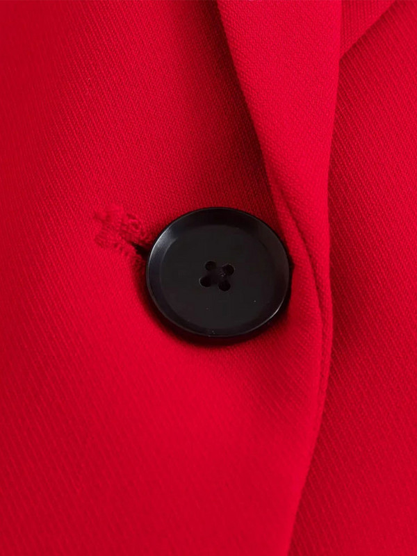 Nlzgmsj Női blézer szett Piros irodai kabát, női viselet hosszú ujjú ruházat munkaruha tömör, kétrészes, egygombos kabát