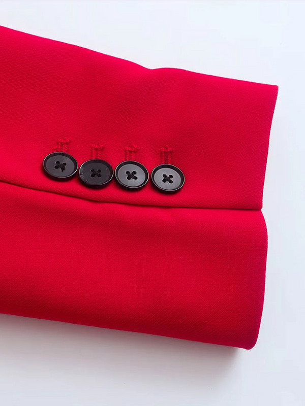 Nlzgmsj Női blézer szett Piros irodai kabát, női viselet hosszú ujjú ruházat munkaruha tömör, kétrészes, egygombos kabát