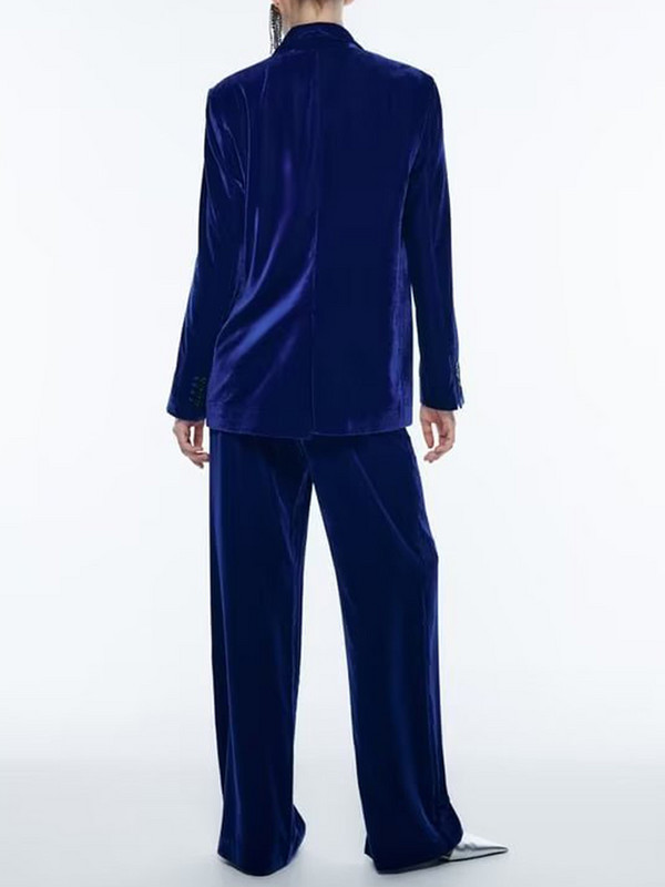 Kumsvag női őszi bársonyos nadrágkosztümök 2 részes szettek 2022 alkalmi tömör blézerek és nadrágok női elegáns utcai öltönyök ruházat