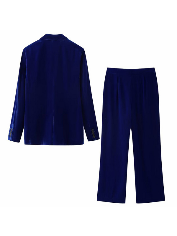 Kumsvag női őszi bársonyos nadrágkosztümök 2 részes szettek 2022 alkalmi tömör blézerek és nadrágok női elegáns utcai öltönyök ruházat