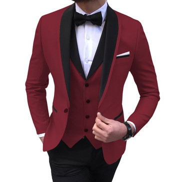 Ανδρικά κοστούμια 3 τεμαχίων Slim Fit Casual Business Groomsmen Γκρι Πράσινη σαμπάνια σμόκιν πέτο για επίσημο γάμο (Μπλάζερ+παντελόνι+γιλέκο)