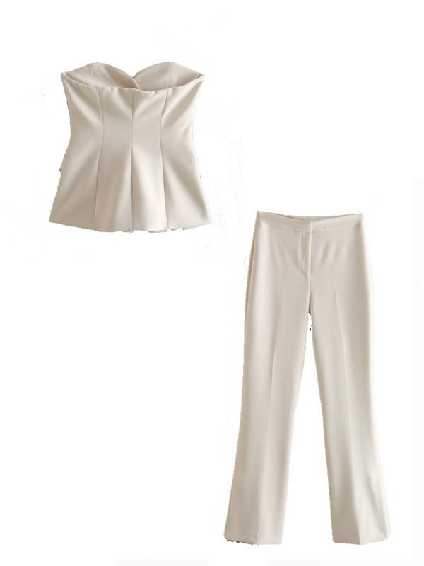 Kumsvag 2022 nyári női alkalmi 2 részes készletek öltönyök tömör vállról mellények és nadrágok női elegáns utcai öltöny ruházat
