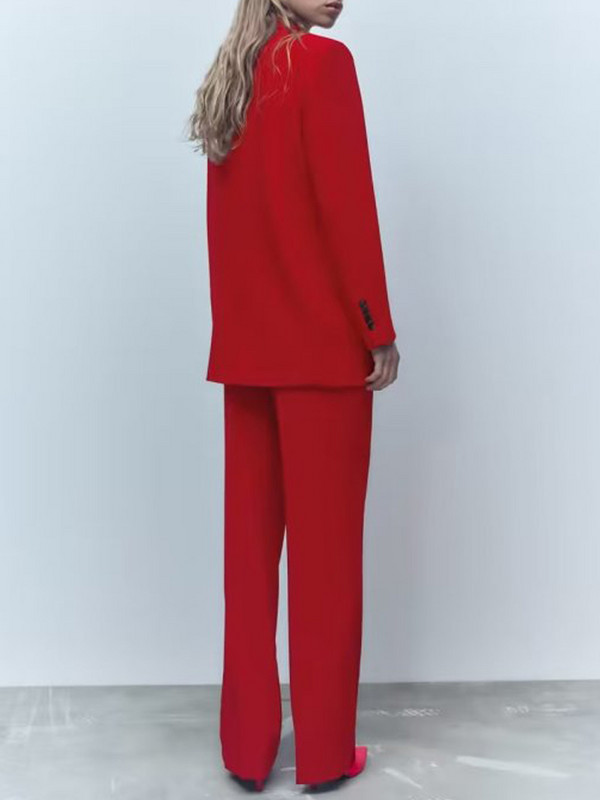 Kumsvag 2022 őszi női nadrágkosztümök 2 részes készletek Alkalmi tömör bő blézerkabátok és nadrágok Női elegáns OL öltönyök ruházat