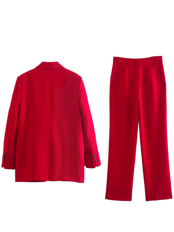 Kumsvag 2022 őszi női nadrágkosztümök 2 részes készletek Alkalmi tömör bő blézerkabátok és nadrágok Női elegáns OL öltönyök ruházat