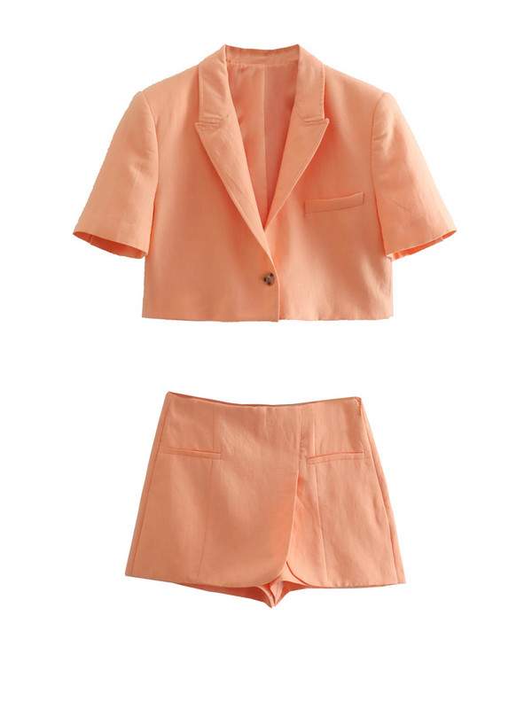 Kumsvag 2022 nyári női alkalmi öltönyök 2 részes szett Solid vékony rövid blézerek kabátok és rövidnadrágok szoknya Női elegáns édes ruhák