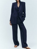 Kumsvag 2022 őszi női vászon nadrág öltönyök 2 részes készletek alkalmi tömör blézerek kabátok és nadrágok női elegáns OL öltöny ruhák