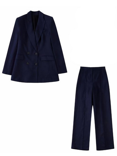 Kumsvag 2022 őszi női vászon nadrág öltönyök 2 részes készletek alkalmi tömör blézerek kabátok és nadrágok női elegáns OL öltöny ruhák