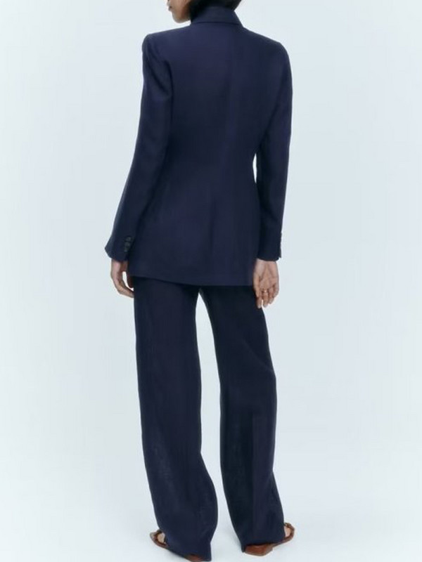 Kumsvag 2022 őszi női vászon nadrág öltönyök 2 részes készletek alkalmi tömör blézerek kabátok és nadrágok női elegáns OL öltöny ruhák