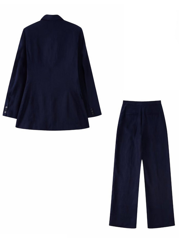 Kumsvag 2022 őszi női vászon nadrág öltönyök 2 részes készletek alkalmi tömör blézerek kabátok és nadrágok női elegáns OL öltöny ruhák
