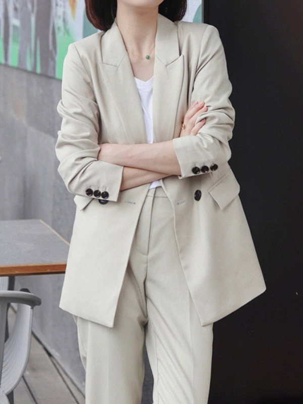 Őszi irodai blézer nadrágkosztüm 2 részes szett női elegáns professzionális kabát kabát ceruza nadrág öltöny női divat ruhák