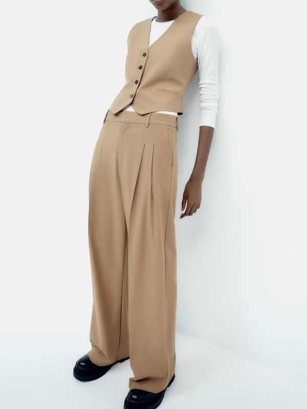 Kumsvag női őszi alkalmi 2 részes készletek öltöny 2022 tömör mellények kabátok és széles szárú nadrágok női elegáns utcai öltöny ruházat