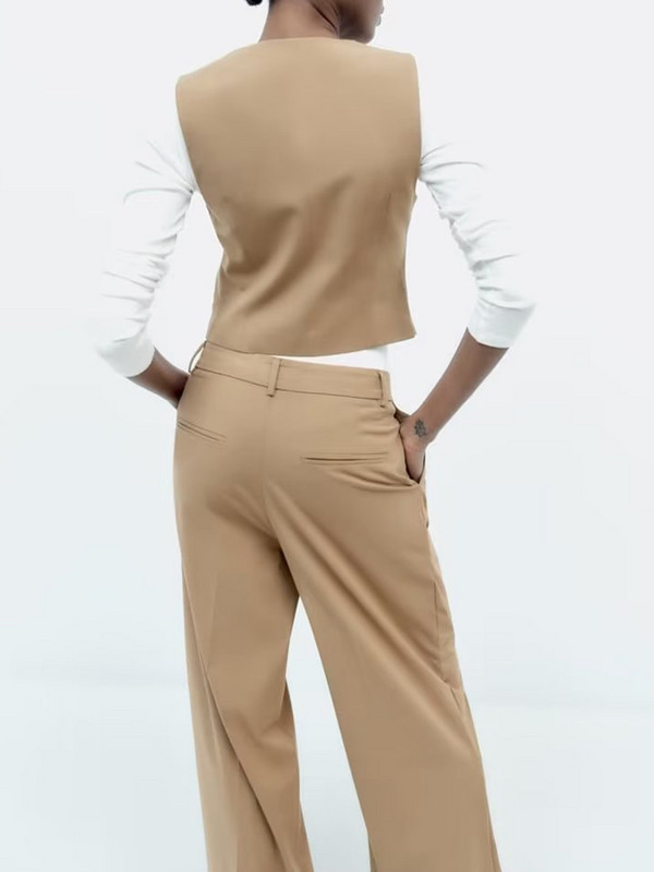 Kumsvag női őszi alkalmi 2 részes készletek öltöny 2022 tömör mellények kabátok és széles szárú nadrágok női elegáns utcai öltöny ruházat