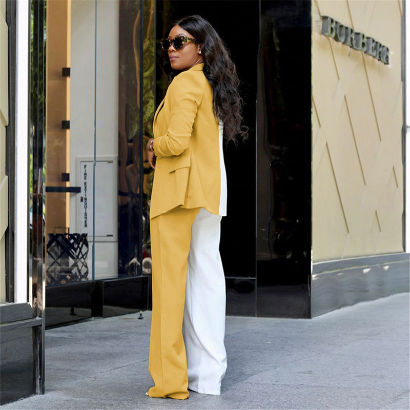 Női divat, új, kétsoros, vékony szabású, toldott blézer retro szabadidős női elegáns dzseki + derékközép nadrág öltönyegyüttes női