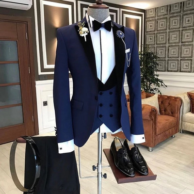 Νυφικό ανδρικό κοστούμι για άντρες Ternos Masculinos Slim Fit Tuxedos 3 τεμαχίων