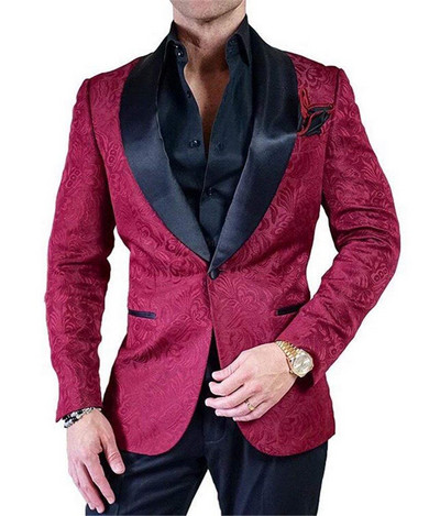 2020-as új, mintás férfi öltöny, 2 darab, lila kendő, hajtóka, alkalmi blézer szmoking Vőfélyek esküvőre (blézer+mellény+nadrág)
