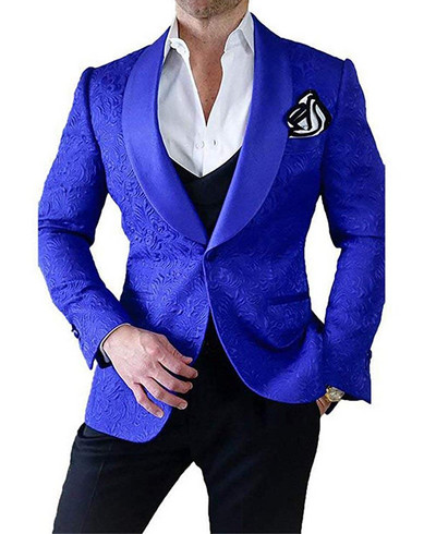 2020-as új, mintás férfi öltöny, 2 darab, lila kendő, hajtóka, alkalmi blézer szmoking Vőfélyek esküvőre (blézer+mellény+nadrág)