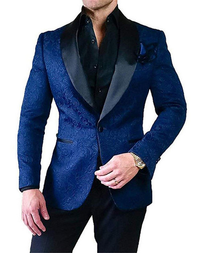 2020-as új, mintás férfi öltöny, 2 darab, lila kendő, hajtóka, alkalmi blézer szmoking Vőfélyek esküvőre (blézer+mellény+nadrág)