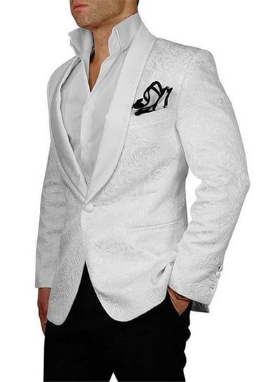 2020-as új, mintás férfi öltöny, 2 darab, lila kendő, hajtóka, alkalmi blézer szmoking Vőfélyek esküvőre (blézer+mellény+nadrág)