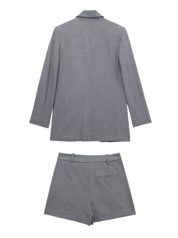 Kumsvag 2022 őszi női rövidnadrág öltöny 2 részes készlet Alkalmi tömör bő blézer Kabátok és rövidnadrágok Női Elegáns Édes öltönyszövet