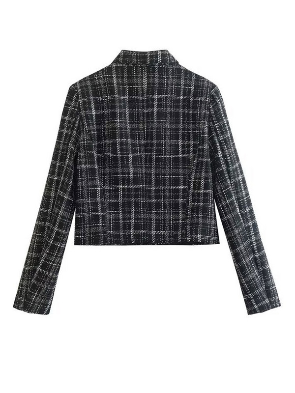 Kumsvag 2022 őszi női kockás rövidnadrág öltöny 2 részes készlet Alkalmi rövid blézerek Kabátok és rövidnadrágok Női Elegáns, édes öltönyszövet