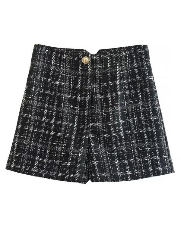 Kumsvag 2022 őszi női kockás rövidnadrág öltöny 2 részes készlet Alkalmi rövid blézerek Kabátok és rövidnadrágok Női Elegáns, édes öltönyszövet